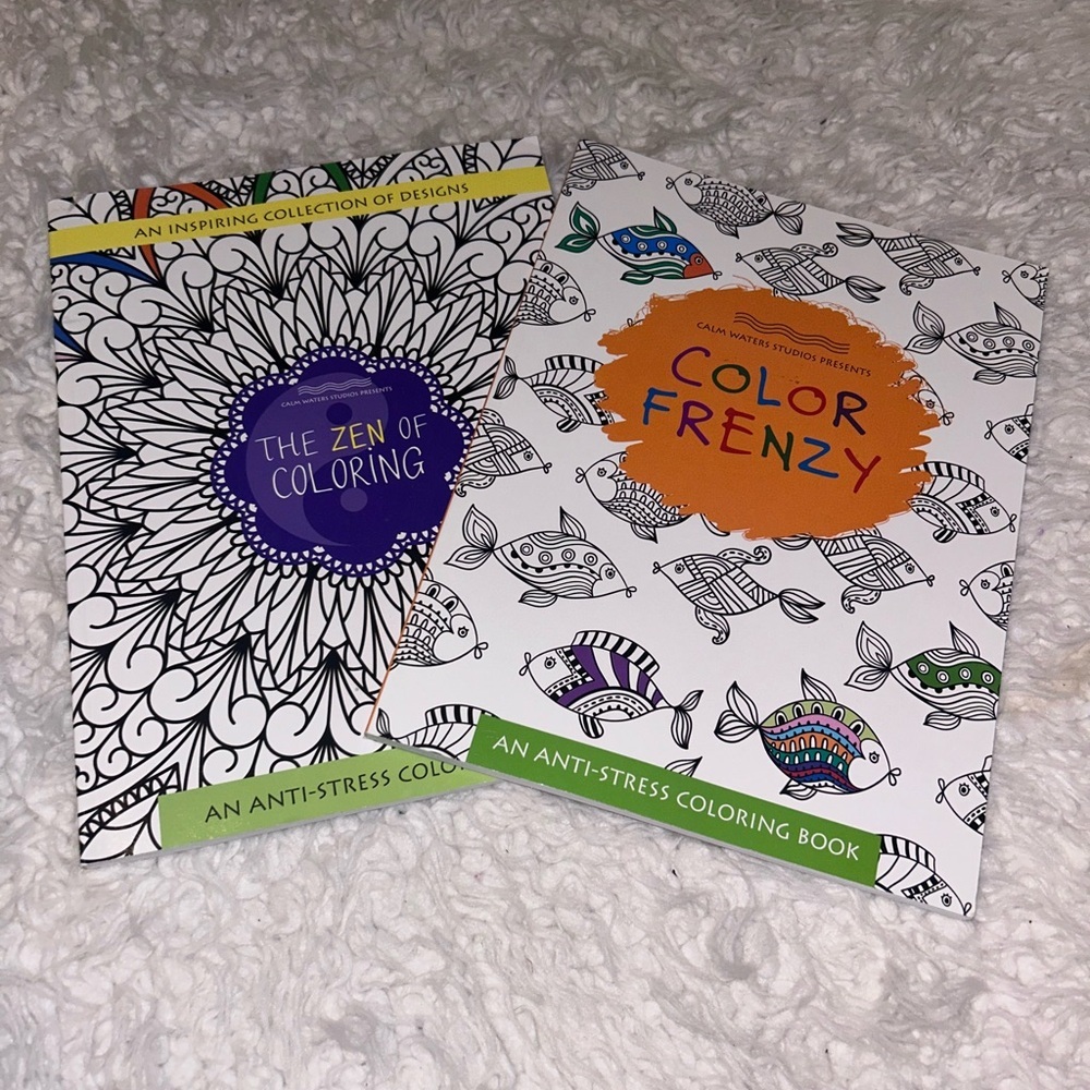 ANTI-STRESS COLORING BOOKS ~ COLOR FRENZY + ZEN OF COLORING